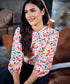 Floral Long Sleeve Pink Chiffon  Top